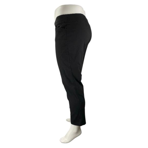 Terry & Sky Women's Black Pull On High Rise Elastic Straight Trousers Pants 1X - Picture 2 of 6